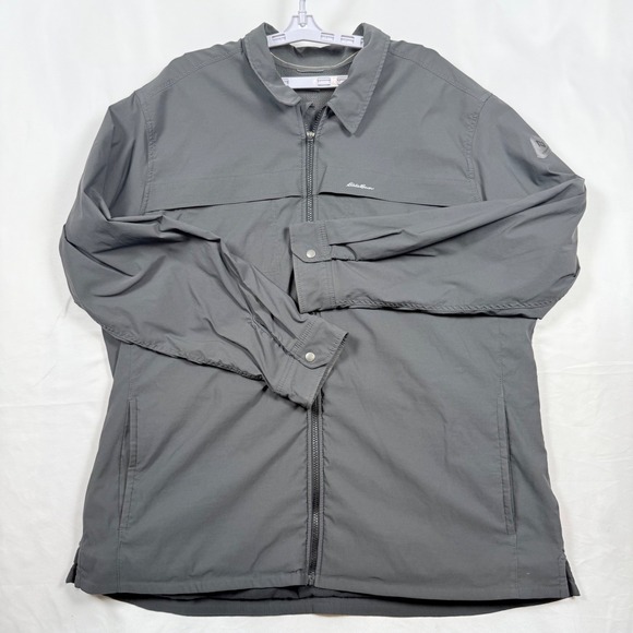 Eddie Bauer Travex 2XL Gray Full Zip Long Sleeve Shirt Jacket Mens - Picture 2 of 10